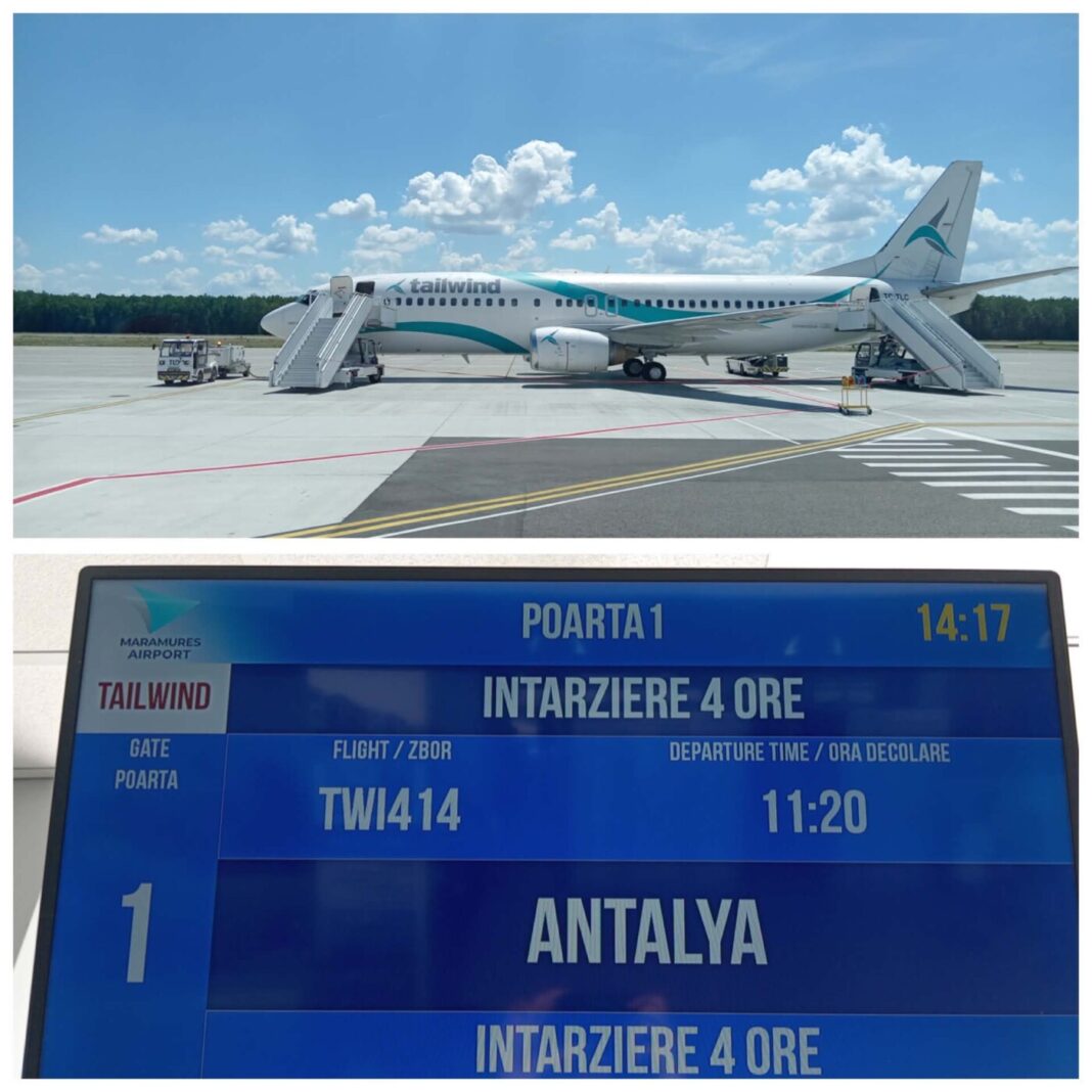 AVION LA SOL – EXCLUSIV: Zborul Baia Mare – Antalya, întârziere de 4 ore. S-au găsit pene de pasăre într-un motor (galerie foto)