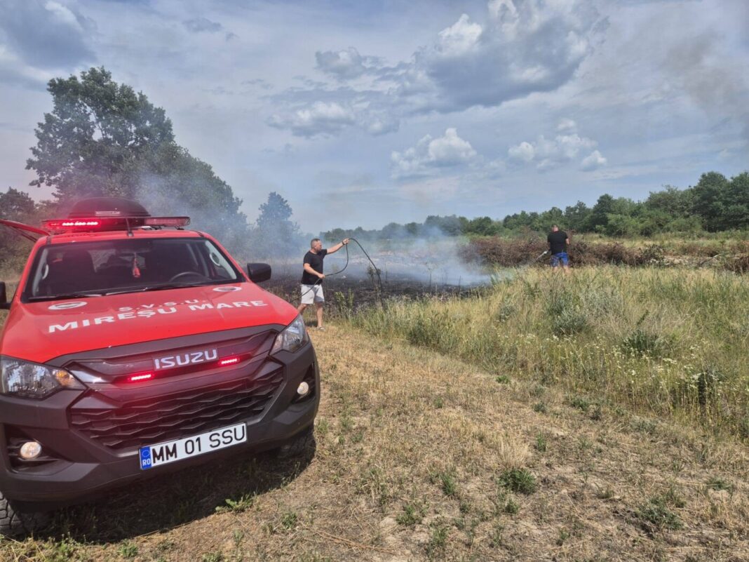 Intervenție promptă pentru stingerea unui incendiu de vegetație în localitatea Remeți pe Someș