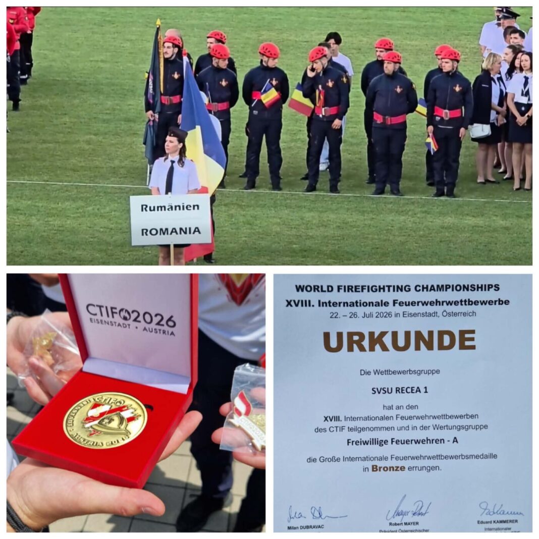 SENZAȚIONAL: Pompierii voluntari (SVSU) din Recea – medaliați cu bronz la Campionatul Mondial CTIF 2026, Austria 2026 (VIDEO)