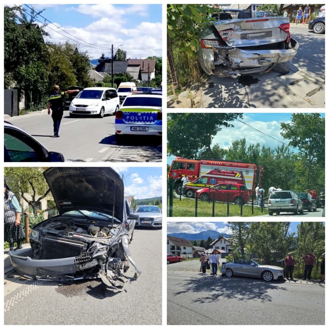 Impact între două autoturisme pe DN18 la Moisei (galerie foto)