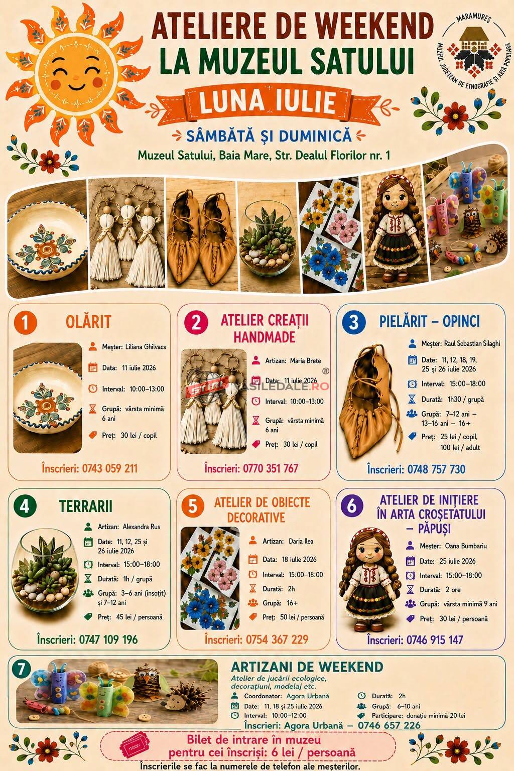 Muzeul Satului din Baia Mare organizează, în iulie, ateliere creative pentru toate vârstele