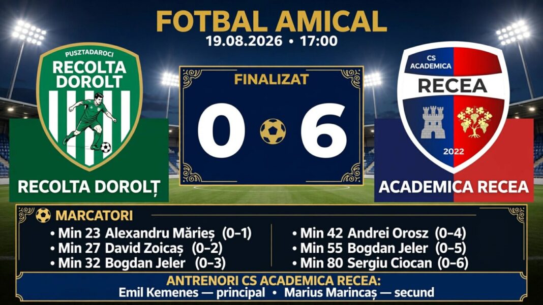 FOTBAL: Academica Recea se impune categoric în amicalul cu Recolta Dorolț: 6-0!