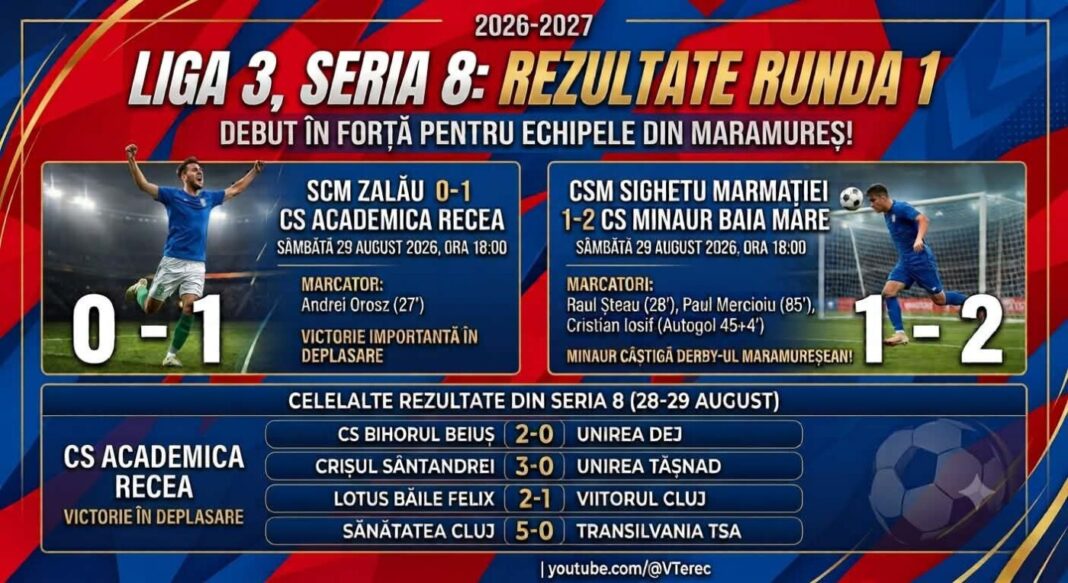 FOTBAL: Academica Recea și Minaur Baia Mare, victorii în debutul campionatului Ligii 3, Seria 8