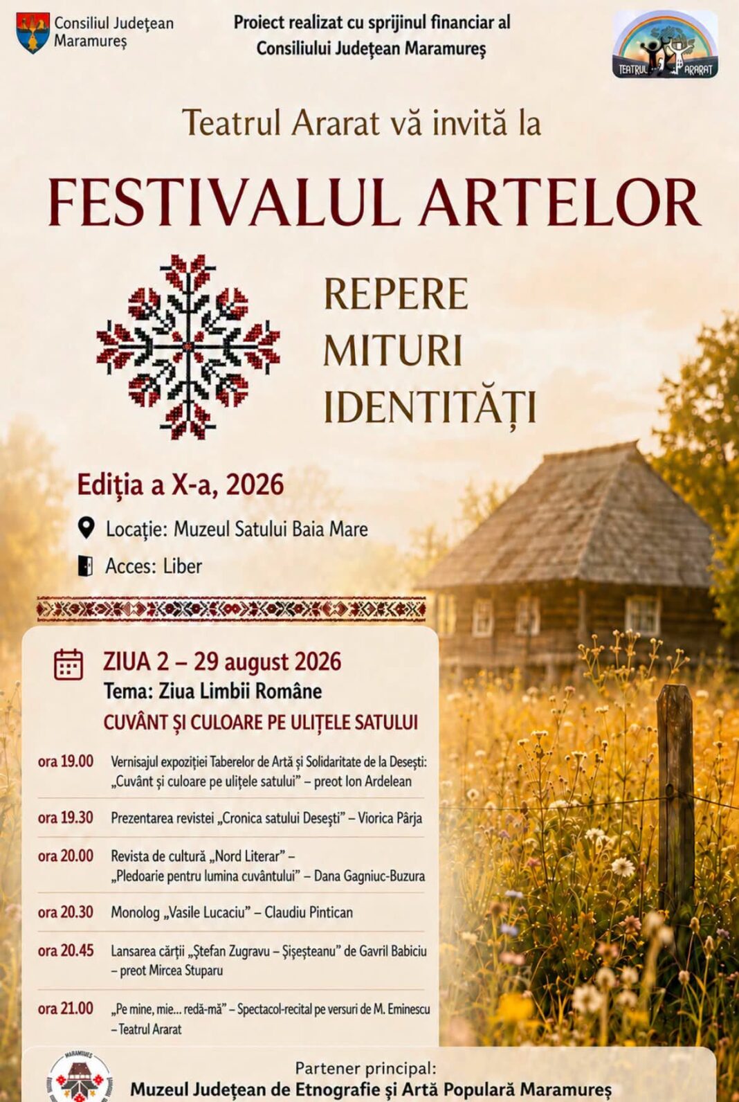 Muzeul Satului Baia Mare: Festivalul Arterlor – Repere. Mituri. Identități – ediția a X-a, sâmbătă 29 august