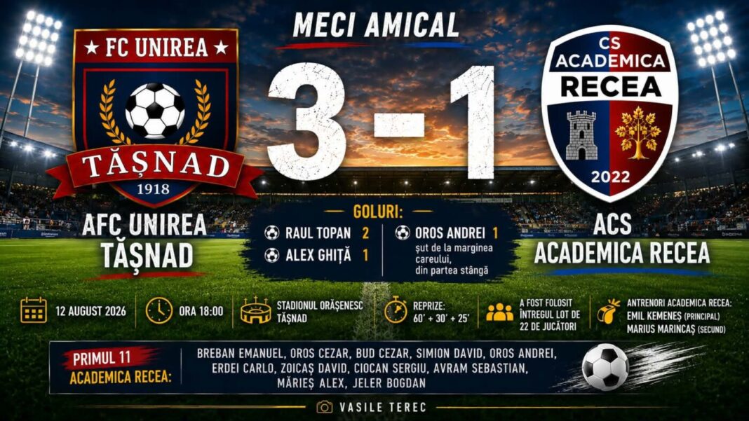 MECI AMICAL: AFC Unirea Tăşnad – ACS Academica Recea 3-1