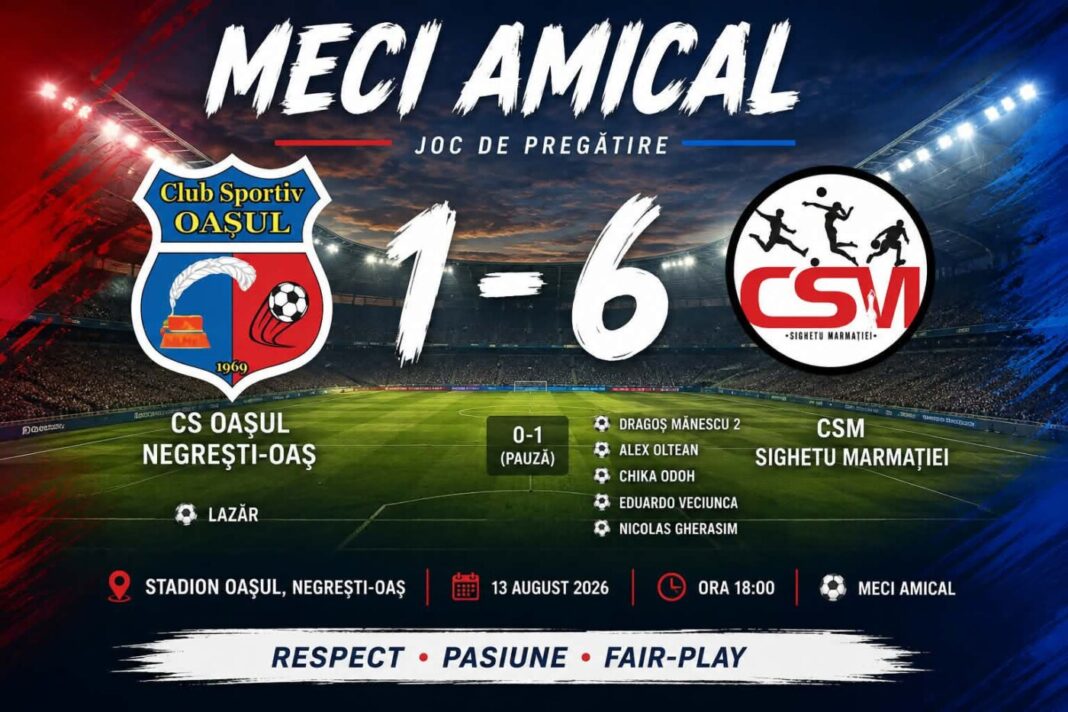 MECI AMICAL: CS Oașul Negrești-Oaș – CSM Sighetu Marmației 1-6 (0-1)