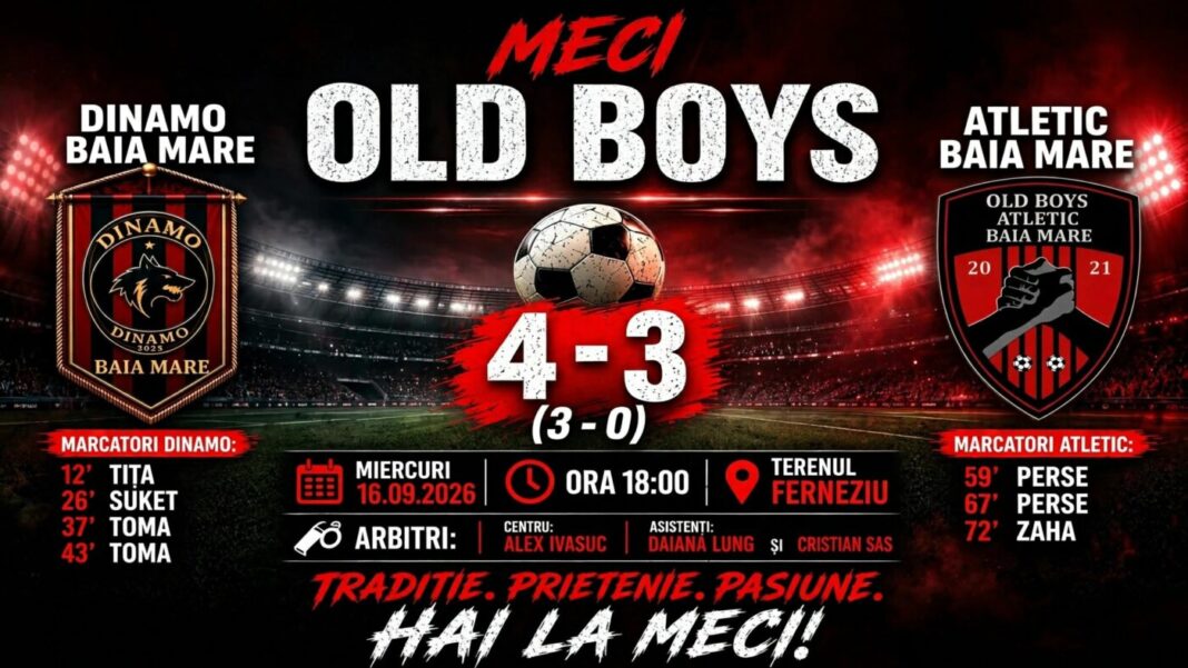 FOTBAL OLD BOYS: Dinamo Baia Mare — Atletic Baia Mare 4–3 (3–0)