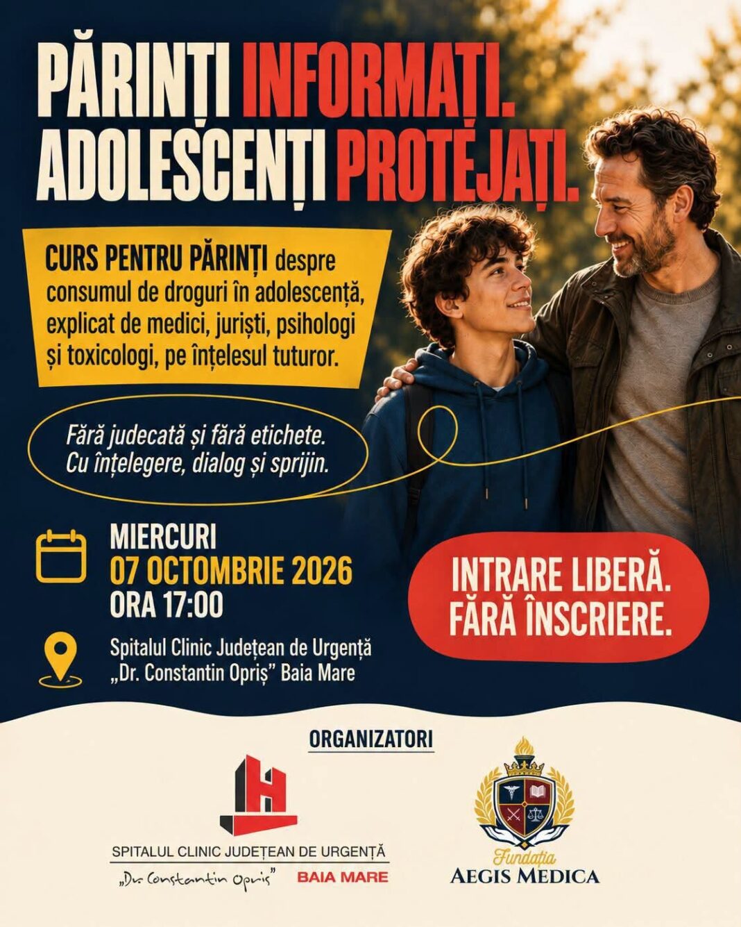 SPITALUL CLINIC JUDEȚEAN DE URGENȚĂ: „Părinți informați. Adolescenți protejați.”, curs pentru părinți despre consumul de droguri în adolescență