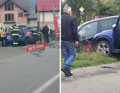 Exclusiv foto: Depășire neregulamentară, urmată de un accident la Vișeu de Jos. Un șofer a fost rănit