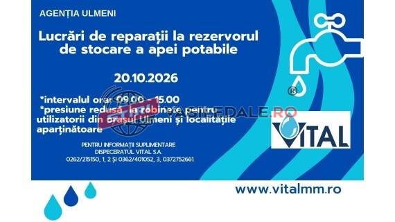 VITAL AGENȚIA ULMENI – Lucrări de reparații la rezervorul de stocare a apei potabile