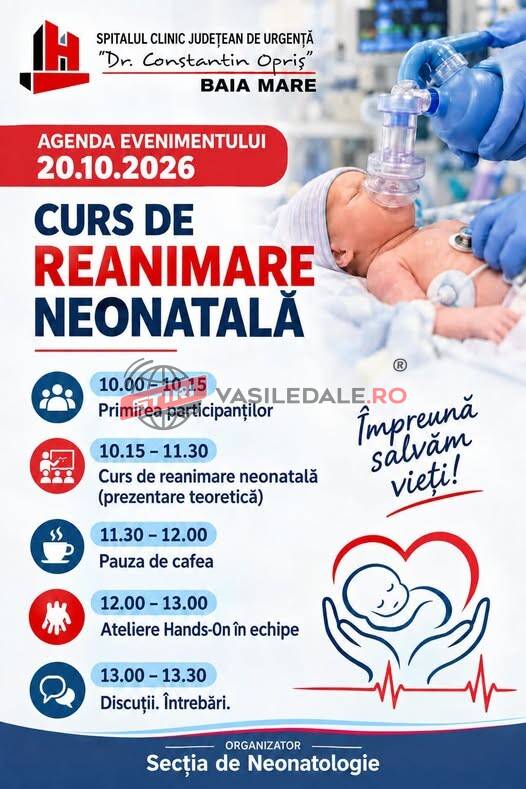 Curs de reanimare neonatală la Spitalul Clinic Județean de Urgență „Dr. Constantin Opriș” Baia Mare